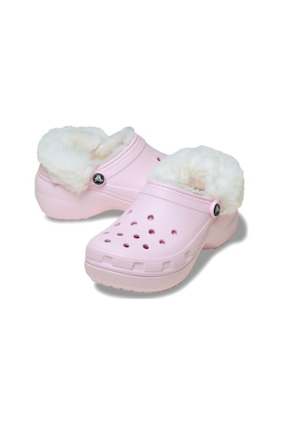 Crocs Classic Platform Fuzz Lined Clog Pink Milk Terlik 212854-6zw Pembe