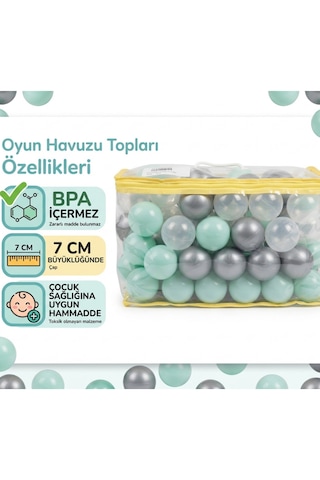 Casual Renkli Havuz Topu 7 Cm 100 Adet Mint