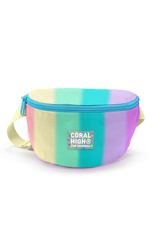 Renkli Çizgili Desenli Kabin Boy Valiz Ve Bel Çantası Seti Çok Renkli