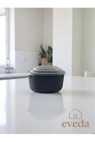Eveda Snaplid Line Kare Üçlü Set Antrasit
