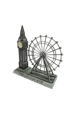 Vintage Metal İngiltere London Big Ben Ve London Eye Biblo Gümüş 20cm