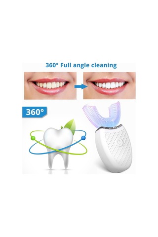 360 Derece Elektrikli Diş Fırçası, Otomatik Ses, U Modu, 4 Modlu Diş Fırçası, Usb Şarj, Diş Beyazlatma, Mavi Işık Elektrikli Diş Fırçası Beyaz