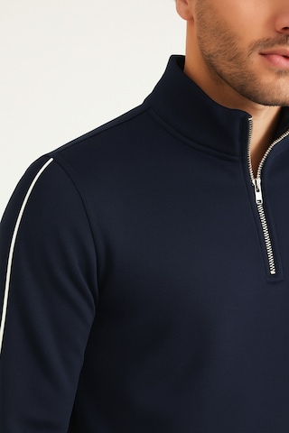 We&me Regular Fit Yarım Fermuarlı Dik Yaka Basic Sweatshirt Lacivert