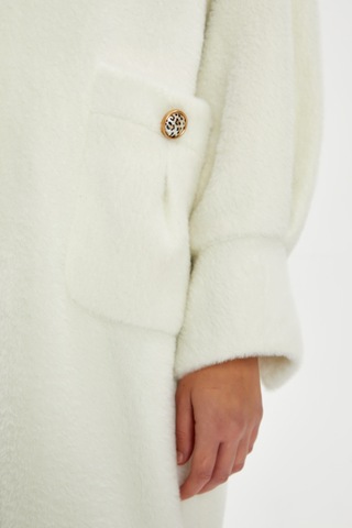 Kadın Oversize Kürk Kaban - Yumuşak Dokulu, Şık Ve Modern Tasarım - Günlük Ve Özel Kullanım İçin İdeal Ekru