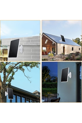 Vkemall 10w 5v Monokristal Güneş Paneli, Ip6 Su Geçirmez, Type-c/dc5521 Çıkışlı, Kapı Zili Ve Güvenlik Kamerası İçin Solar Şarj Cihazı - Siyah