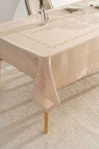 Jumbo Jakar Cappuccino Sıvı İtici Leke Tutmaz Masa Örtüsü 160x220 Cm Kahverengi