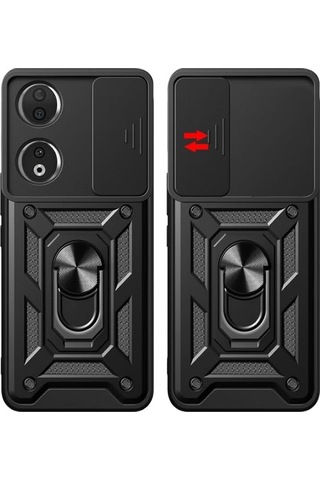 Honor 90 5g İle Uyumlu Kılıf Magnetik Standlı Kamera Korumalı Sürgülü Kapak