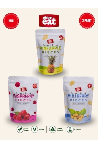 Evereat Ananas-frambuaz-dut Freeze Dry Meyve Cipsi 3'lü Paket Gurme Atıştırmalık 1 Adet Evereat Ananas-frambuaz-dut Freeze Dry Meyve Cipsi 3'lü Paket Gurme Atıştırmalık 1 Adet