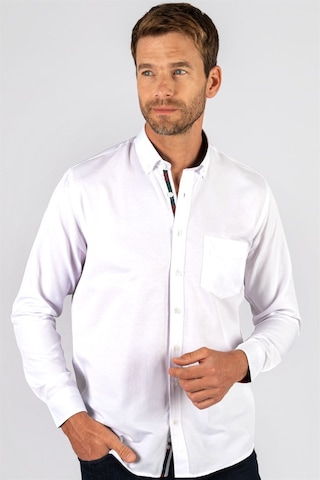 Tudors Klasik Fit Rahat Kesim Poplin Oxford Erkek Gömlek-23387 Beyaz