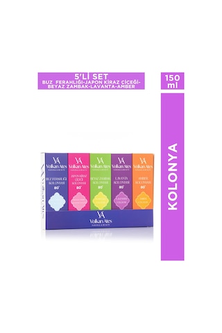 Volkan Ates Natural & Beauty 5'li Parfümlü Kolonya Seti 150 Ml
