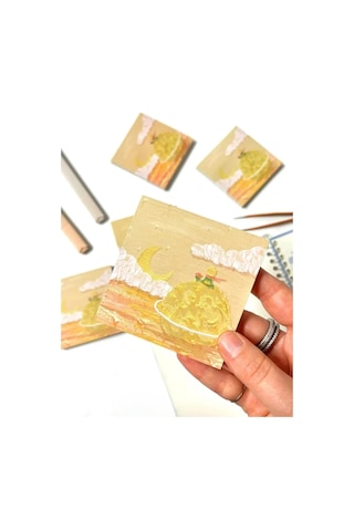 Küçük Prens Temalı Sarı Gezegen Ve Bulut Desenli Postit/post-it/yapışkanlı Not Kağıdı/sticky Note