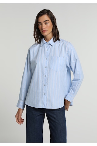 Colin's Colins Boyfriend Fit Shirt Neck Çizgili Kadın Mavi Uzun Kol Gömlek Cl1081918 Q1.v1 Ble