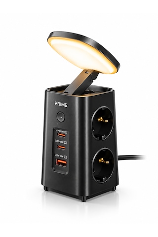 Akım Korumalı 4'lü Priz 1 Usb 2 Type-c Gece Lambalı Masaüstü Hızlı Şarj Çoklayıcı 0 - 2 M