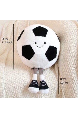 Yaozixa Futbol Desenli Yumuşak Peluş Yastık - 20cm Çap, 100% Polyester Doldurma, Elle Yıkama Önerilir Futbol