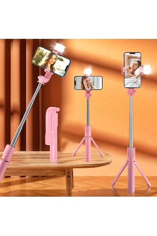 Renkli Selfie Uzaktan Kumandalı Ayarlanabilir Selfie Çubuğu 60cm
