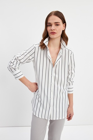 Stella Pulvis Siyah Çizgili Basic Gömlek Siyah