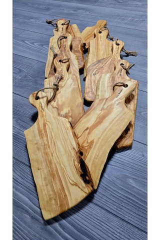 Tek Parça Yekpare Edremit Doğal Zeytin Ağacı Saplı Kesme Tahtası