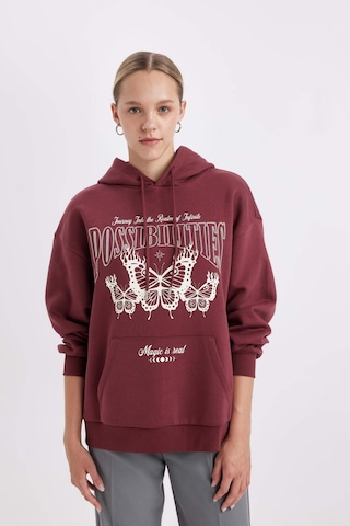 Defacto Oversize Geniş Kalıp Kapüşonlu Baskılı Kalın Sweatshirt C7816ax24wnbr237 Bordo