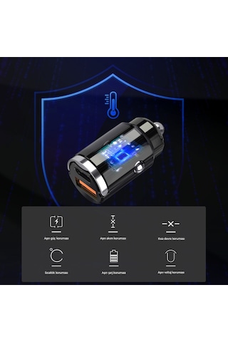 Bix Bxccp45w 45w Type-c Usb-a Çift Çıkışlı Metal Araç Şarj Cihazı