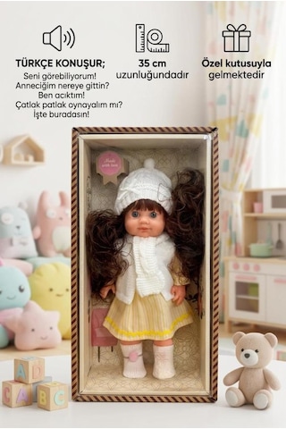 Lucia Girl Konuşan 35 Cm - Etkileşimli Kolları Bacakları Ve Kafası Et Kutulu Atkılı Oyuncak Bebek 86044920
