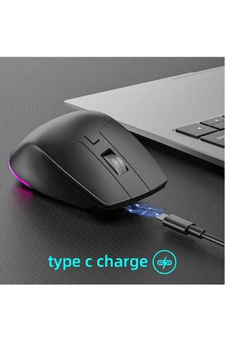 Mouse Ergonomik Kablosuz Gaming Mouse Rgb Işıklı Sessiz Şarjlı