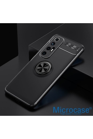 Xiaomi Mi 10S Focus Serisi Yüzük Standli Silikon Kilif - Siyah 492369796