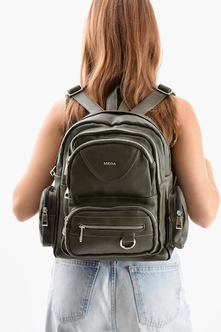 Baginn Suni Deri Kadın Sırt Çantası 38 28 Cm Mega Bag Günlük Kullanıma Uygun Çok Cepli İçi Astarlı Yeşil