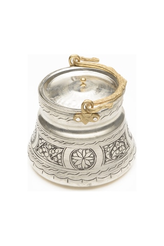 Gaziantep Bakır El İşlemesi Su&ayran Bardak Takımı 1mm Hediyesi 0,5 Lt Yoğurt Mayalama Kabı Gümüş