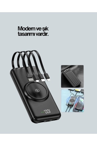 İphone Ve Android Uyumlu 10000mah Powerbank Hem Kablolu Hem Kablosuz Diğer