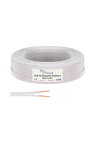 Poke Elektrik Ve Hoparlör Kablosu Kordon 2x0.75 100mt - Beyaz Poke Elektrik Ve Hoparlör Kablosu Kordon 2x0.75 100mt - Beyaz