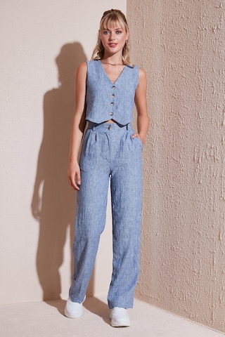 Lela Regular Fit Bol Paça Yelekli Bayan Takım 67045162S4 Indigo
