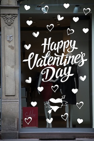 Happy Valentine's Day Sevgililer Günü Sticker Kalp, Love, I Love You Cam, Duvar Sticker Etiket Seti-0 Renkli