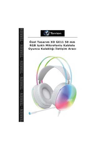 Özel Tasarım Xo Ge11 50 Mm Rgb Işıklı Mikrofonlu Kablolu Oyuncu Kulaklığı İletişim Aracı