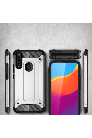 Noktaks - Huawei Uyumlu Huawei Y9 Prime 2019 / Y9 2019 - Kılıf Çift Katman Zırh Tank Crash Military Kapak - Rose Gold