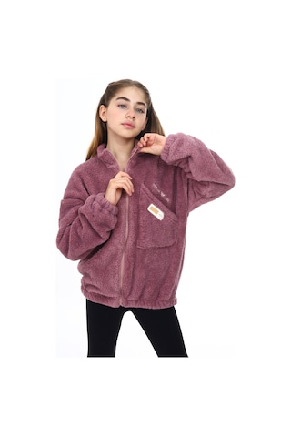 Toontoy Kız Çocuk Nakışlı Peluş Hırka Gül Kurusu