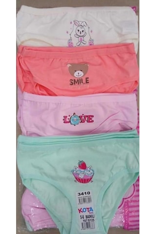 Kota 3410 Kız Çocuk Renkli Baskılı Slip Külot 6 Adet 001