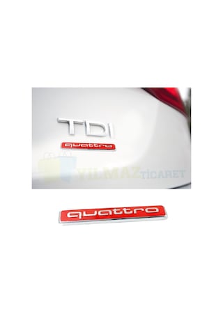 Audi Quattro Bagaj Çamurluk Logo Amblem Paslanmaz Çelik 1 Adet Kırmızı