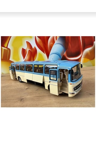 1:24 Mercedes Benz Otobüs Eski Nostaljik Otobüs Krem-mavi 25cm