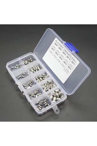 Symbee 304 Çelik Gömme Vida Seti 200 Adet - M3-m8 Boyutları, Organize Kutulu, Konik Uçlu, Çelik Kapaklı Diğer