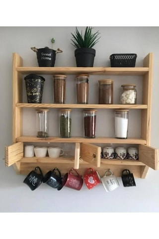 4 Kapaklı Mutfak Terek Doğal Ahşap