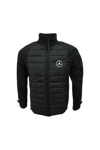 Uniprom Erkek Mercedes Mont Softshell-Ray Desen Likralı Siyah 5 Cepli Siyah