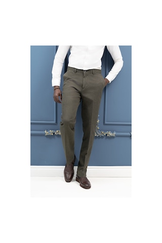 Notra Regular Fit Pamuklu Dokulu Kışlık Gabardin Pantolon Yeşil