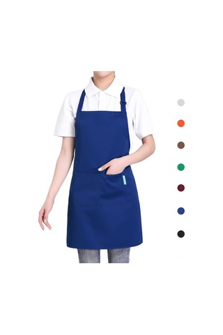 Kangvka Erkek Kadın Kullanıma Uygun Çift Cepli Reglable Yaka Profesyonel Mutfak Servis Apron Lacivert Mavi