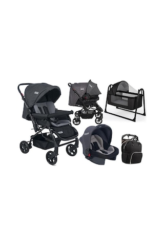 Tommy Baby Elegant Yenidoğan Seti Bebek Arabası Beşik Ana Kucağı Gri