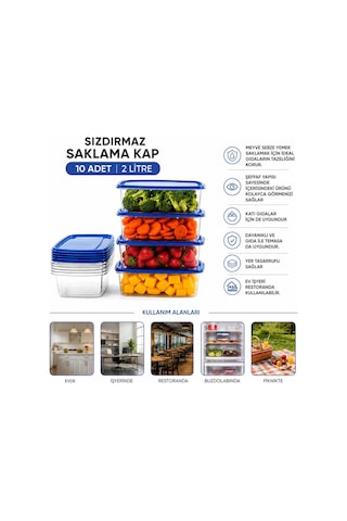 Wenken Ur-3679 Sızdırmaz Saklama Kap 2lt 10 Adet - 16'li Paket Diğer
