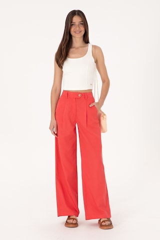 U.S. Polo Assn. Kadın Kırmızı Loose Fit Kanvas Pantolon 50300631-VR213