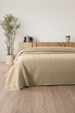 Tek Kişilik Dantelli Petek Pike -waffle Dokuma Pike-160x230 Cm Bej