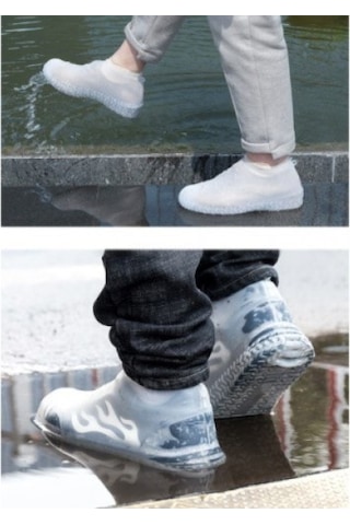 Büro İş Giyimi İçin M Beyaz Sızdırmaz Kaymaz Silikon Ayakkabı Kılıfı Gri