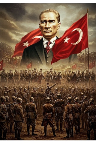 Atatürk Portre Xvı Ev Duvar Salon Güzellik Salonu Ofis Dükkan Dekarasyon Kanvas Tablo