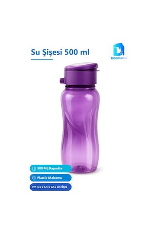 500 Ml Plastik Su Şişesi Suluk Matara Mor